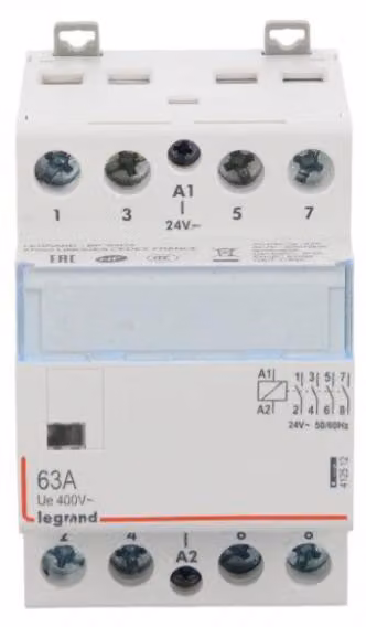 Interruttore modulare 63A, 4 poli, 0 inverso, 24V AC, modello SM363, codice 412512