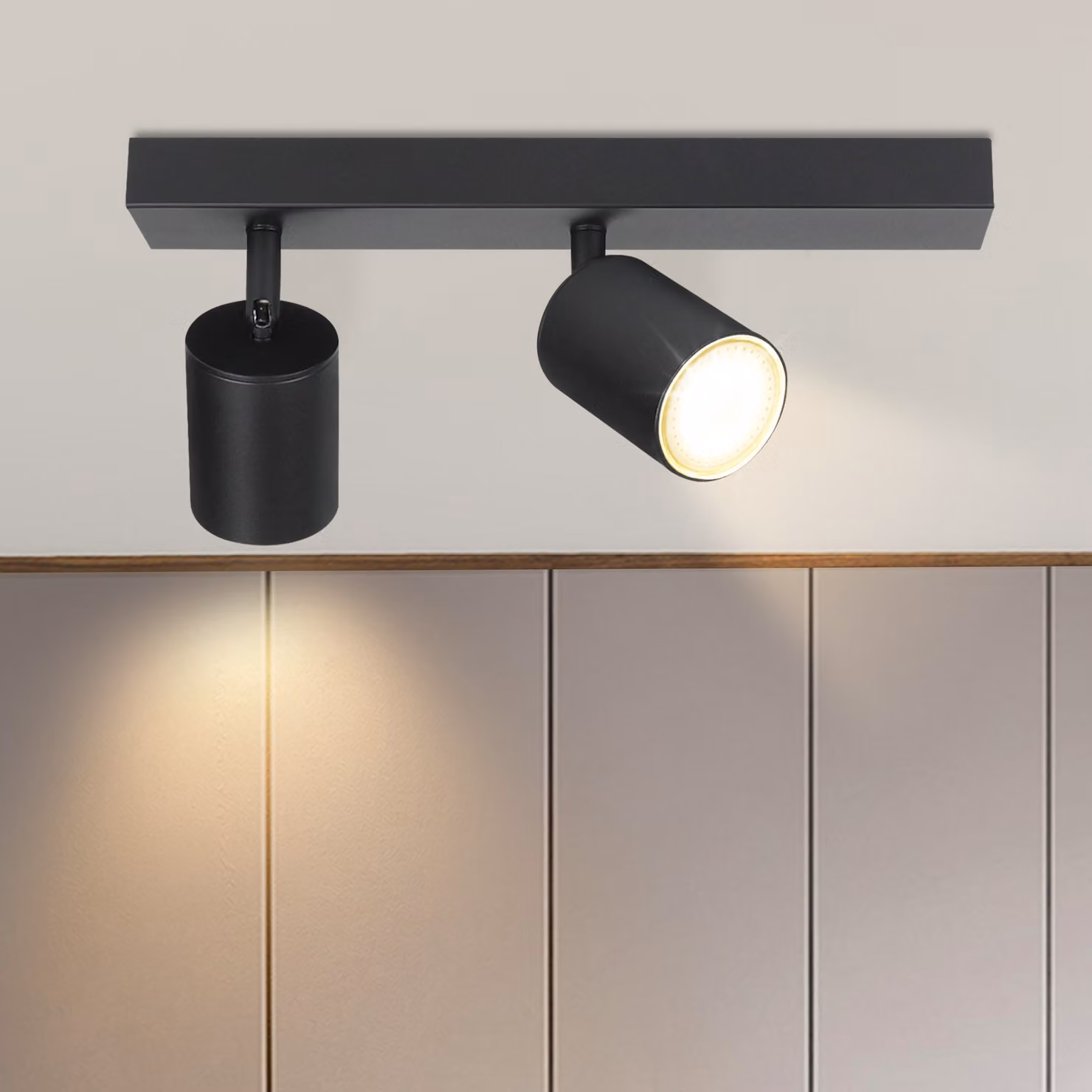 ZMH LED plafoniera nera faretto da soffitto: GU10 lampada da soffitto faretto 2 fiamme 330° orientabile faretto da soffitto moderno lampada da corridoio senza lampadina