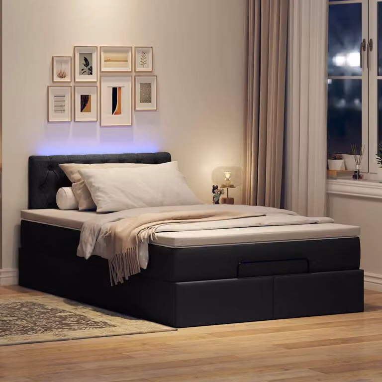 Maison Exclusive - Pouf Letto con Materasso e LED Nero 120x190 cm in Tessuto