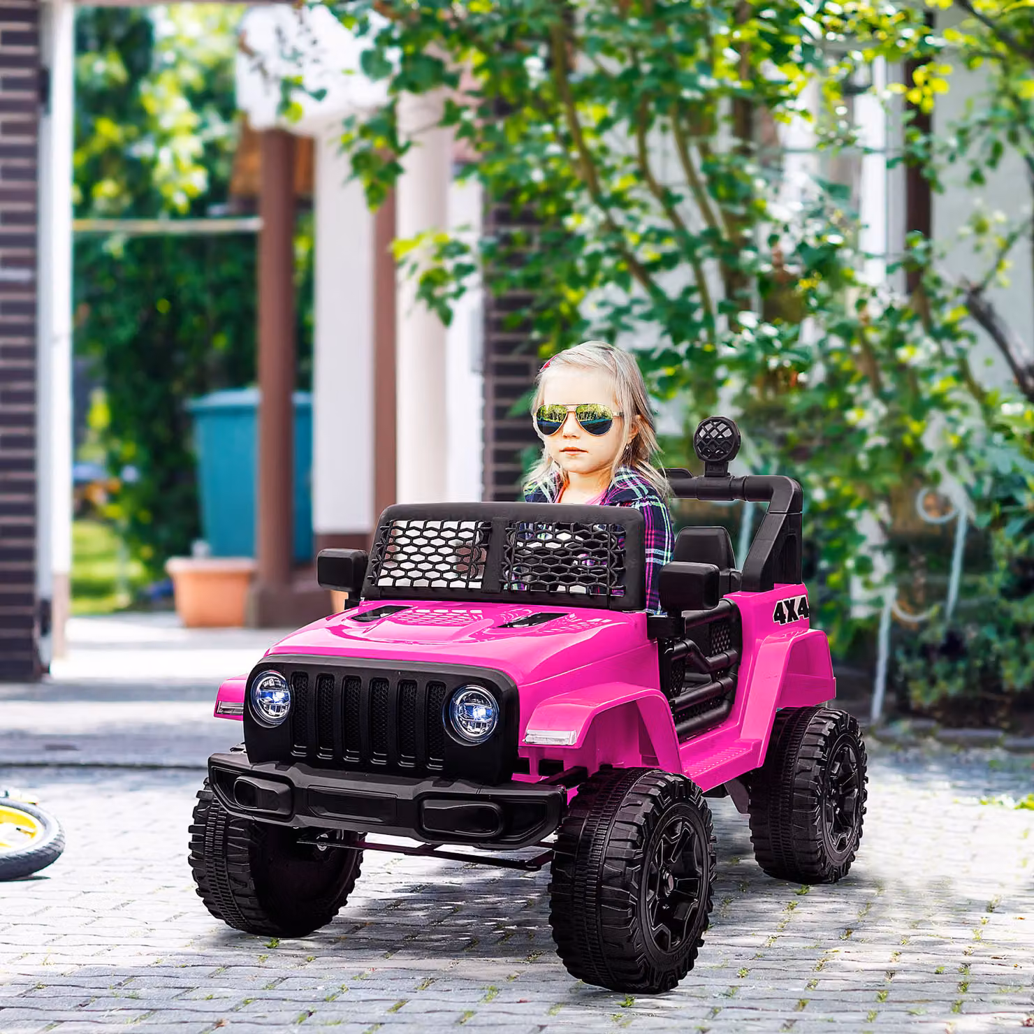 Buggy elettrico HOMCOM per bambini da 12 V con radiocomando, effetti luminosi e sonori, Rosa, L: 100 cm, P: 65 cm, H: 72 cm – 2