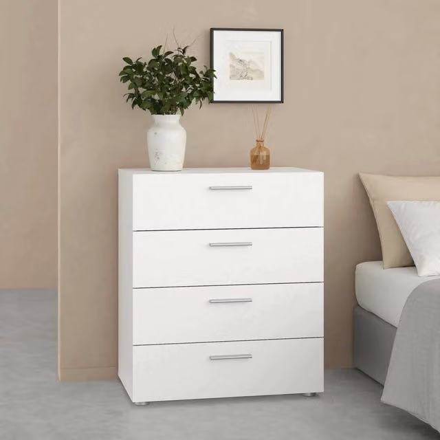 Cassettiera a quattro DMORA colore bianco opaco L/P/H: 70 x 40,3 x 82 cm