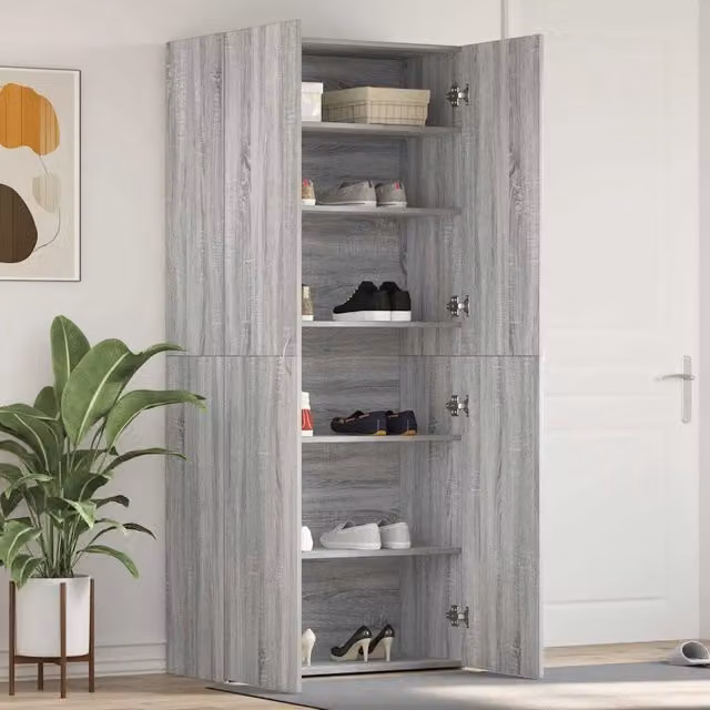 Mobile per scarpe-Scarpiera Grigio 80 x 35.5 x 180 cm Legno multistrato 754339