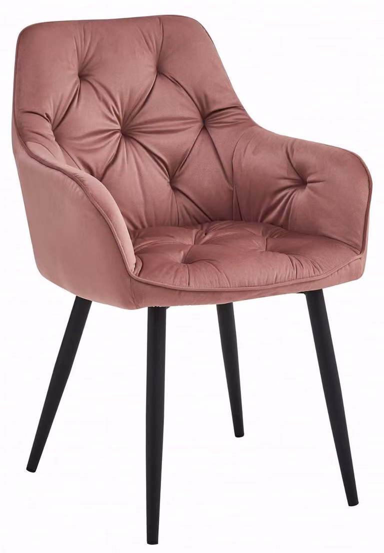 Sedia Jork in velluto rosa antico con gambe nere
