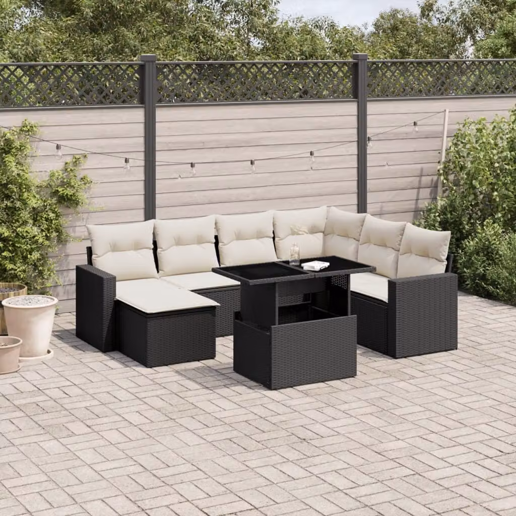 Maison Exclusive - Set Divani da Giardino con Cuscini 8 pz Nero in Polyrattan