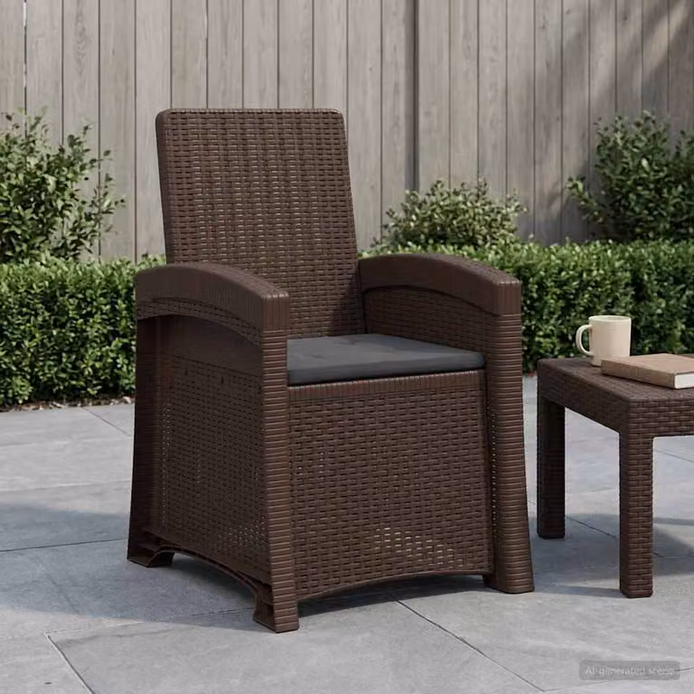 Sedia da giardino reclinabile vidaXL in effetto rattan con cuscini, resistente alle intemperie, disponibile in marrone o antracite