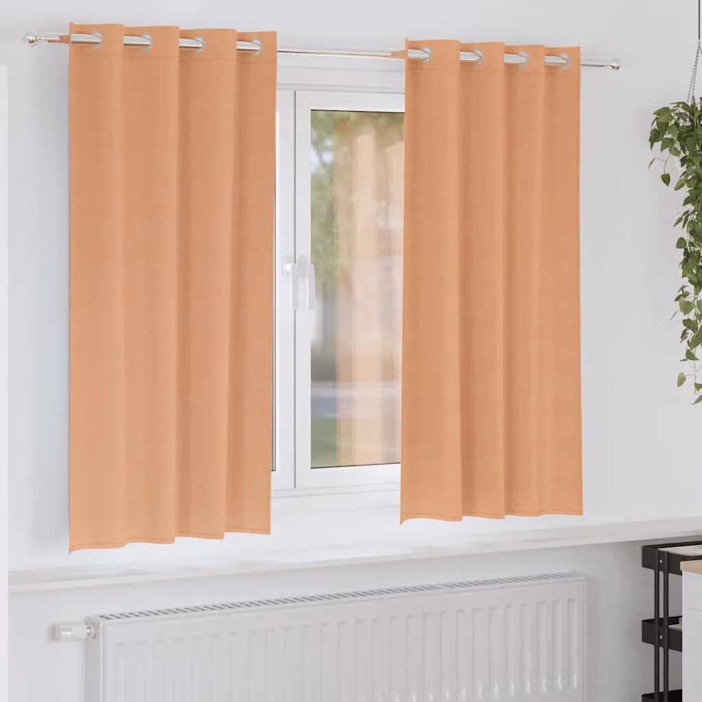 Set di 2 tende blackout vidaXL con anelli in poliestere, colore marrone, L: 175 cm x H: 140 cm