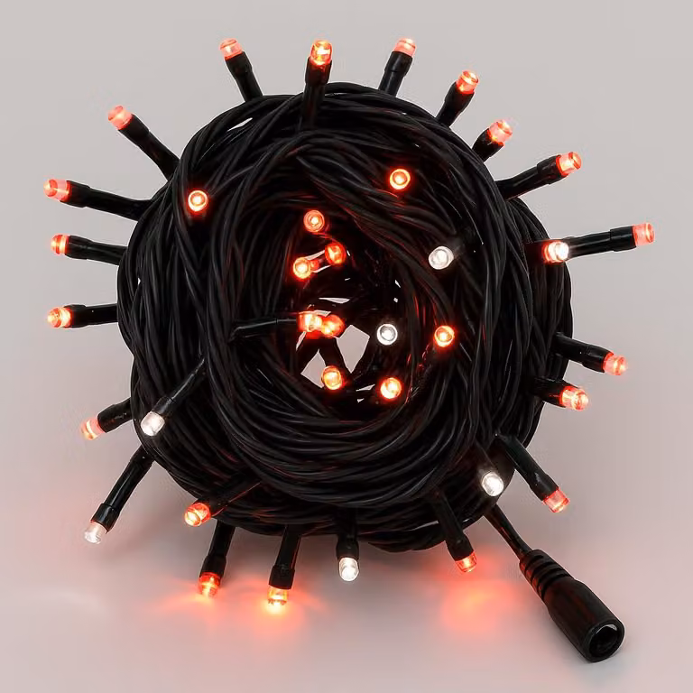 Catena luminosa a LED, 10 metri, 100 lampadine, grado di protezione IP65, impermeabile, effetto lampeggiante, colore rosso