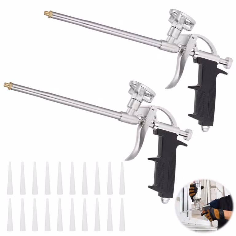Set di 2 pistole spruzzatrici per schiuma espandente, complete di 20 ugelli