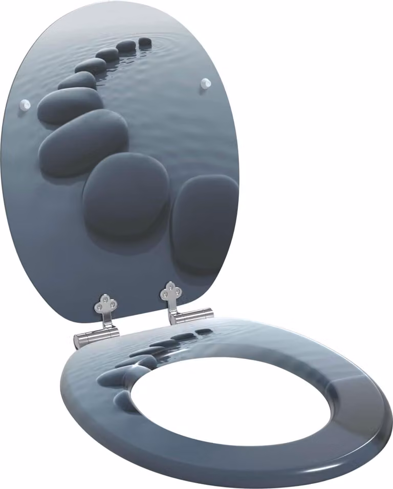 Sedile per toilette con chiusura morbida Grigio 44 x 38 cm