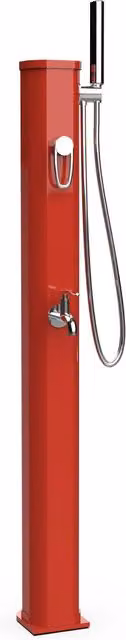 Mini Doccia Solare da Giardino GIORDANOSHOP con Miscelatore Lavapiedi e Doccetta in Terracotta Rossa e Alluminio 20L