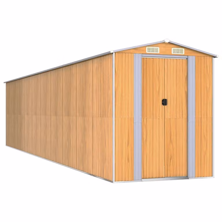 Capanno Giardino Marrone Chiaro 192x855x223 cm Acciaio Zincato