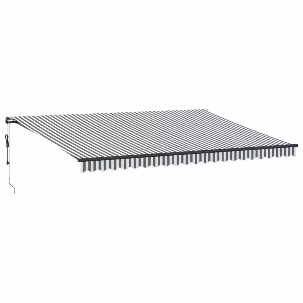 Tenda retrattile automatica con LED vidaXL in alluminio e poliestere, colore antracite e bianco, L: 500 cm, P: 350 cm – 2