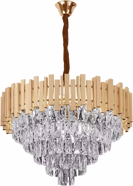 Lampada a sospensione Cristal Toolight in cristallo e vetro color oro e trasparente, diametro 60 cm – 1