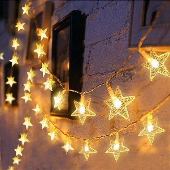 Ghirlanda luminosa natalizia - Set di luci LED a forma di stella - 10 m, 70 LED, decorazioni natalizie, camera da letto, illuminazione festiva