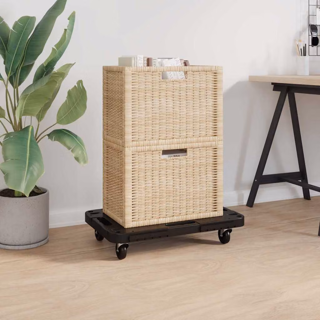 Pedana con ruote vidaXL in PP nera L: 58 cm, P: 38 cm, H: 12 cm – 1