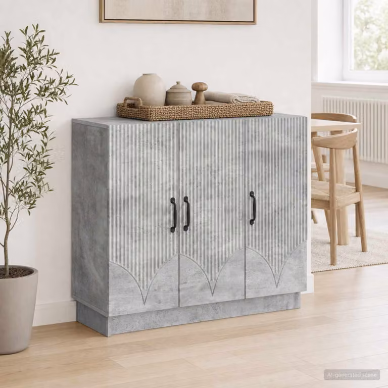 Credenza moderna vidaXL in legno ingegnerizzato grigio, L 89 x P 34,5 x H 77 cm