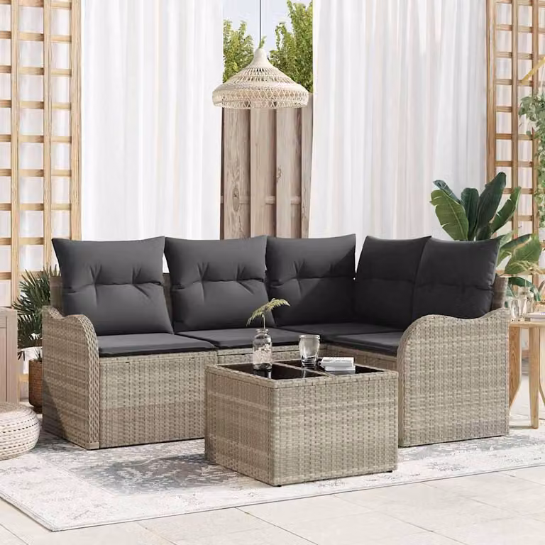 Maison Exclusive - Set Divano da Giardino Grigio chiaro polyrattan