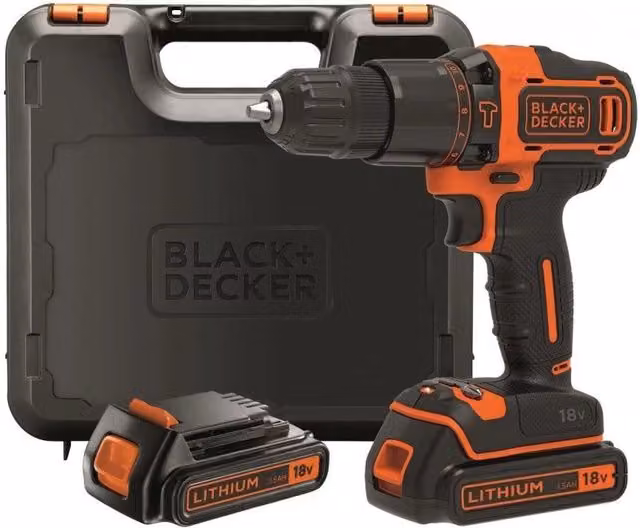 Trapano Avvitatore a Batteria con Percussione Black+Decker BDCHD18KB-QW 18V Black e Orange