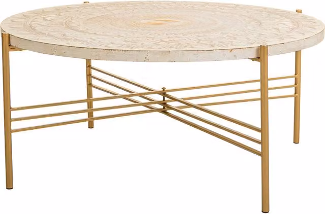 Tavolino in legno bianco e metallo 80x80x36h