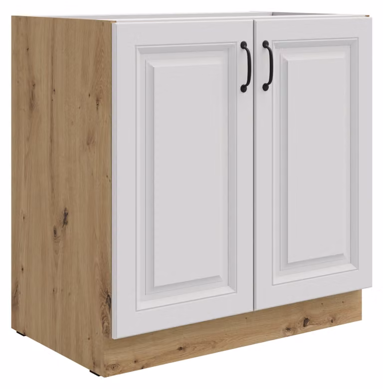 Mobile base da 80 cm Stilo Bianco + Rovere Artisan, angolo cottura, blocco cucina, cucina