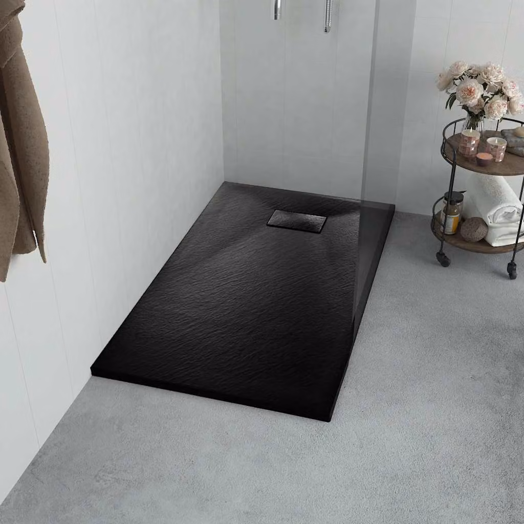 Piatto doccia rettangolare vidaXL in mineral cast nero con superficie antiscivolo L 100 cm x P 70 cm – 1