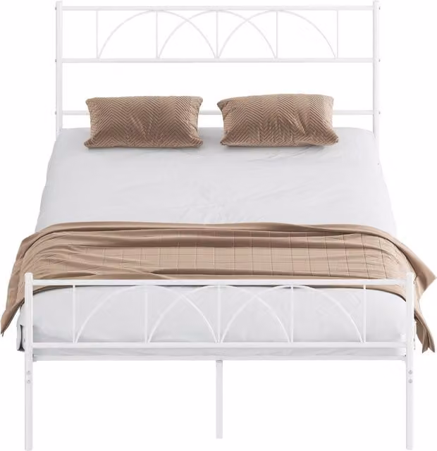 Letto Contenitore Minimal Bianco con Struttura in Metallo L/P/H: 140 x 190 x 33 cm