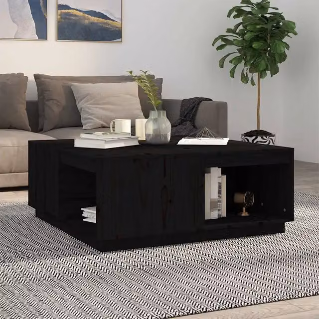 Tavolino da salotto vidaXL in legno massello di pino nero stile rustico L/P/H: 100 x 101 x 40,5 cm