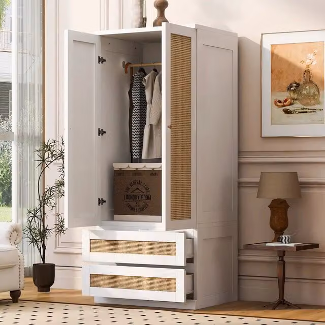 Armadio con ante ¨C Minimal ¨C Bianco, 70x55x170cm, con cassetti e ripiani