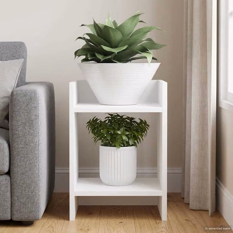 vidaXL Supporto per piante moderno in legno MDF bianco L/P/H: 30 x 30 x 40 cm