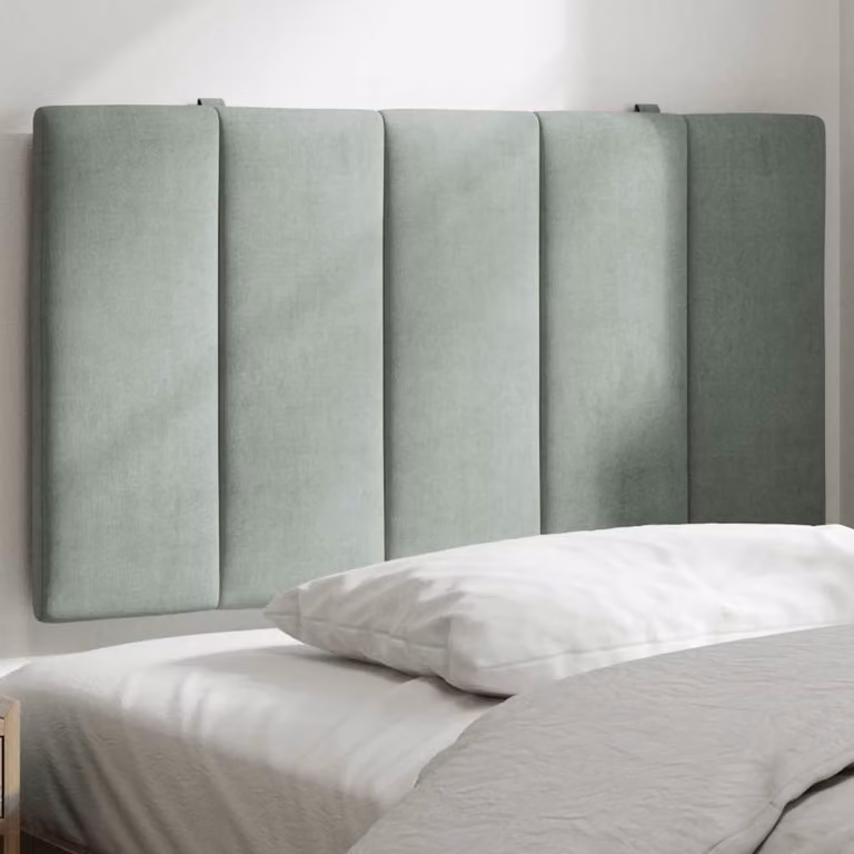 Cuscino Testiera Hanko vidaXL in Velluto Grigio Chiaro, Larghezza: 90 cm