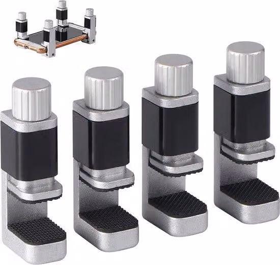Set di 4 morsetti metallici regolabili per smartphone, laptop e riparazioni