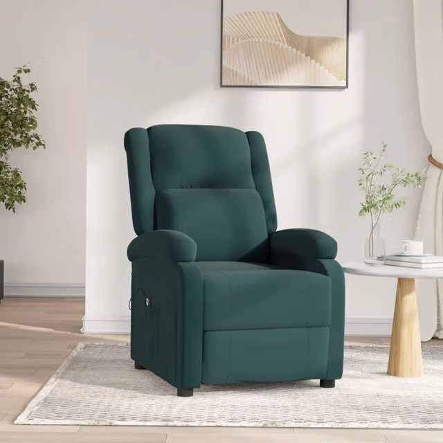 Poltrona Reclinabile Elettrica vidaXL in Velluto Verde con Braccioli e Struttura Rinforzata – 1