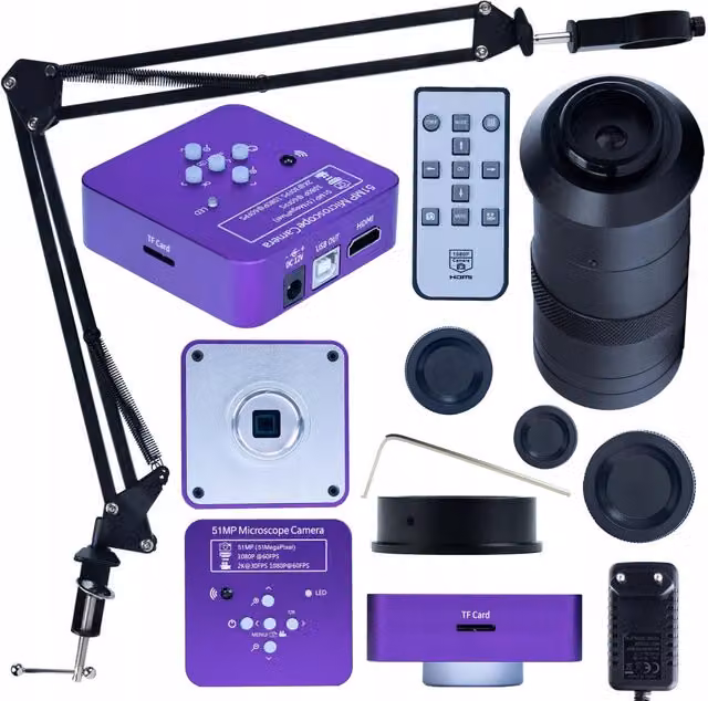 Microscopio Digitale Puppis Pink PRO KMPPP-HDMI-USB da 51MP con Obiettivo 100x e Connessione HDMI e USB in Colore Rosa e Viola