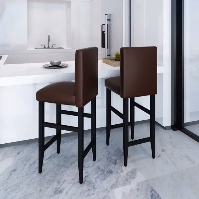 Set di 2 sgabelli da bar vidaXL in similpelle marrone scuro e nero con struttura in legno e metallo