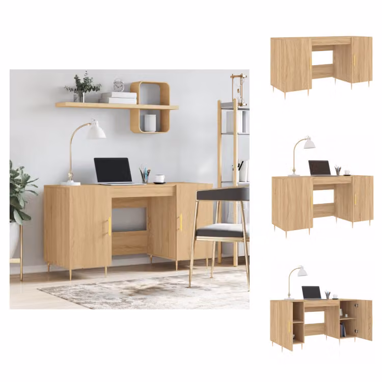 vidaXL Scrivania rovere Sonoma 140x50x75 cm materiale a base di legno - Scrivanie