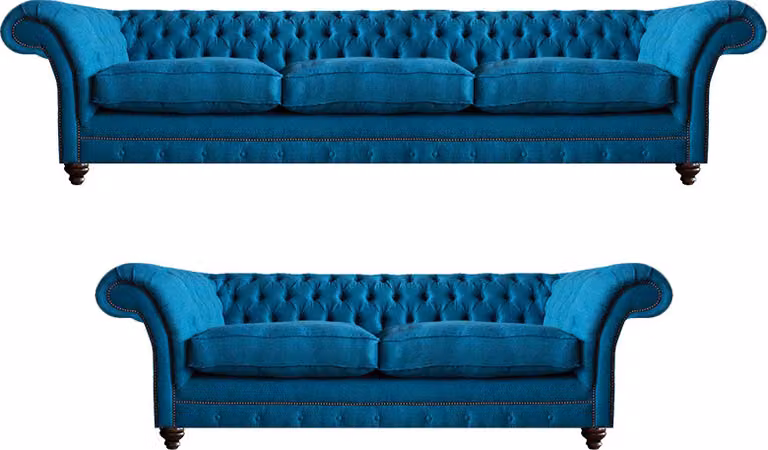 Sofagarnitur 2x Sofas Polstermöbel Wohnzimmer Textil Sitz Möbel Chesterfield