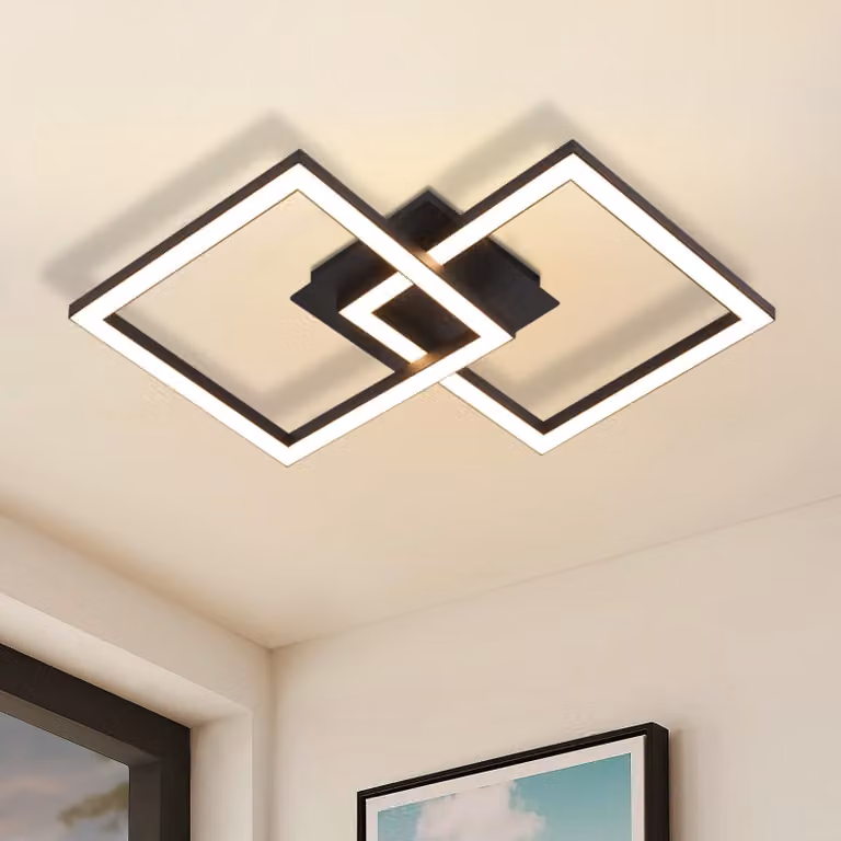 ZMH Led Plafoniera Nero Camera da letto Lampada Bianco caldo Illuminazione a soffitto Geometrico ruotabile 24W per cucina corridoio ufficio camera da letto