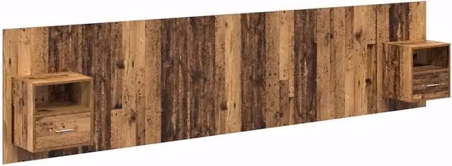 Testiera | Testata con Comodino 3 pcs Legno vecchio Legno multistrato