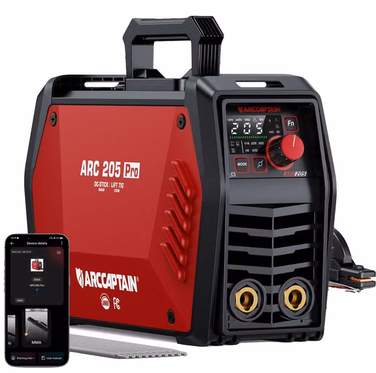 Saldatrice ad elettrodo, 205 Ampere, con sistema di connessione intelligente, alimentazione 220V-240V, spina di tipo EU