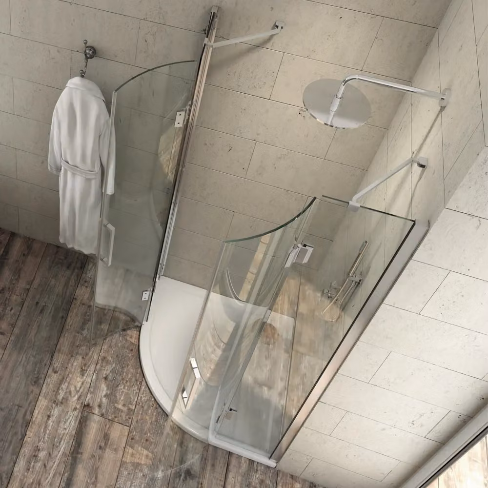 Box doccia semicircolare angolare Ginestra IX in cristallo trasparente, H 195 cm x L 88 cm x P 88 cm, spessore 8 mm – 2