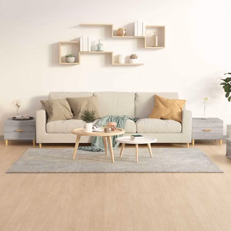 Set di 2 tavolini da salotto vidaXL in legno multistrato e MDF, design minimalista quadrato, colore grigio e multicolore, L/P/H: 50 x 50 x 40 cm