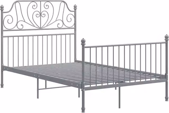 Letto matrimoniale | Letto per adulti | Giroletto Grigio in Metallo 120x200 cm