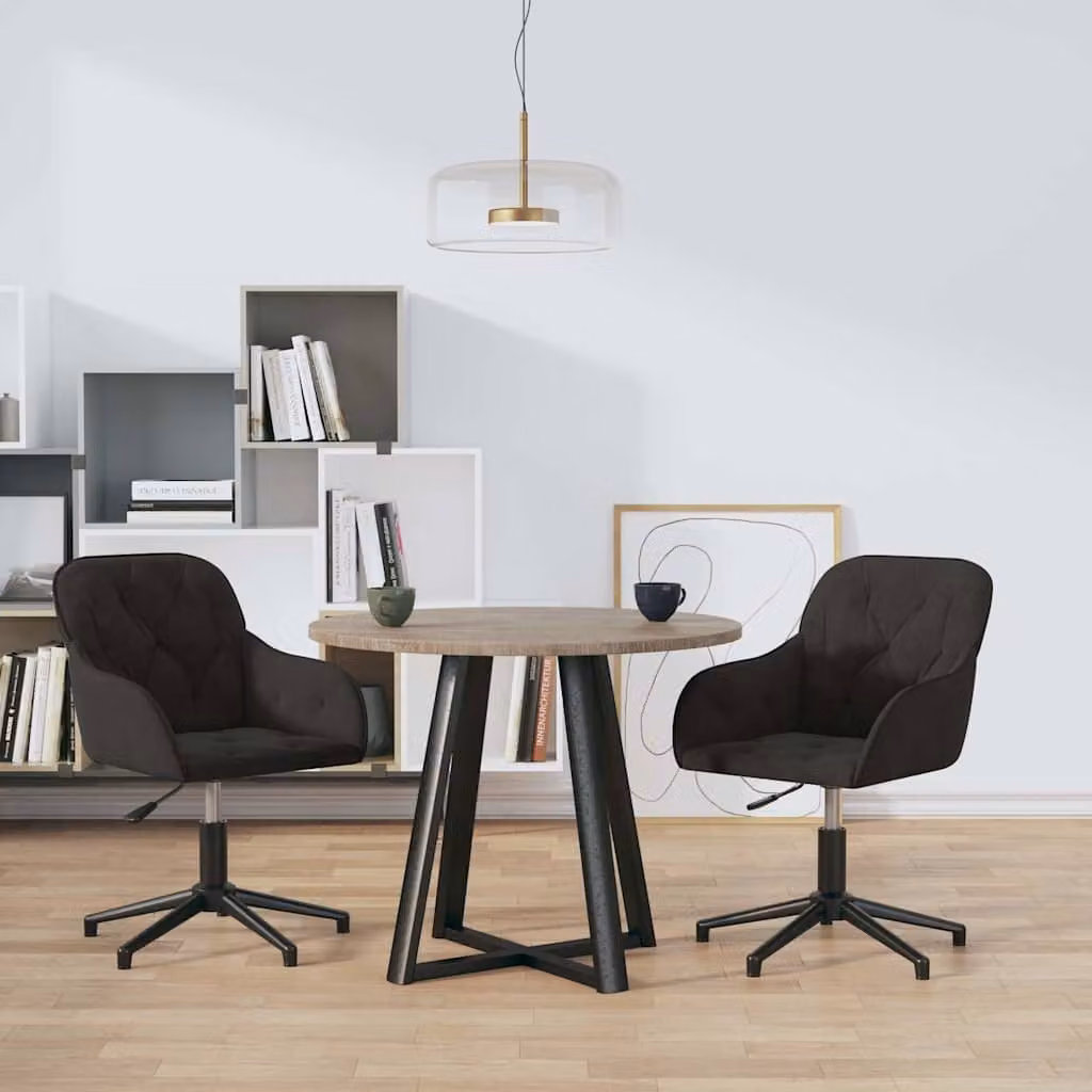 Set di 2 sedie da pranzo girevoli vidaXL in velluto nero con design moderno – 1