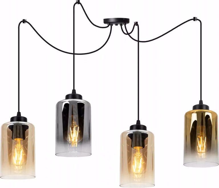 Elegante Lampada A Sospensione A Ragno Con Paralume In Vetro