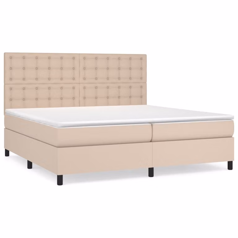 Giroletto a Molle con Materasso Cappuccino 200x200cm Pelle finta