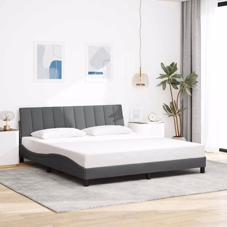 Giroletto senza materasso vidaXL Hanko in tessuto grigio con struttura in legno e metallo 180x200 cm