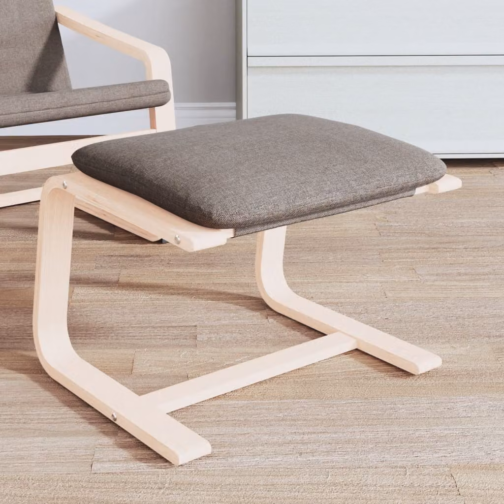 Poggiapiedi vidaXL in tessuto tortora con struttura in legno e rivestimento rimovibile L: 51 cm, P: 41 cm, H: 40 cm
