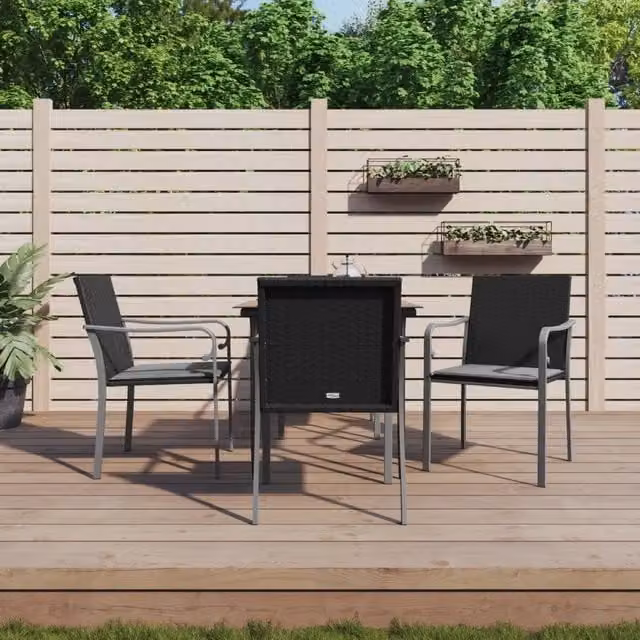 Set Pranzo da Giardino 5pz con Cuscini in Polyrattan e Acciaio 3186940