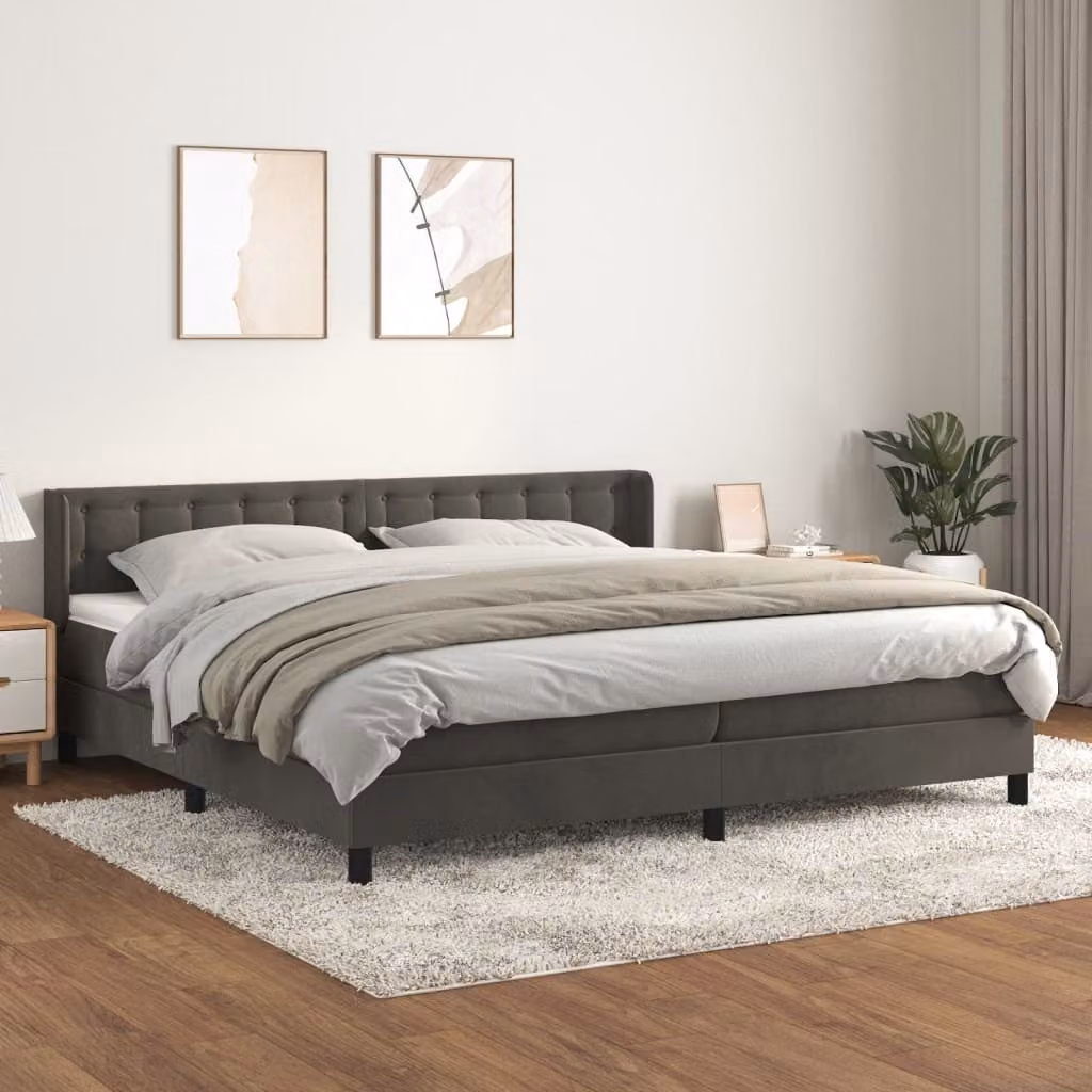 Maison Exclusive - Giroletto a Molle con Materasso Grigio Scuro 200x200 cm Velluto