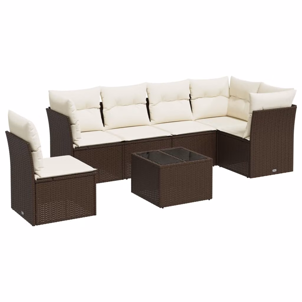 Set Divani da Giardino con Cuscini 7pz Nero Polyrattan
